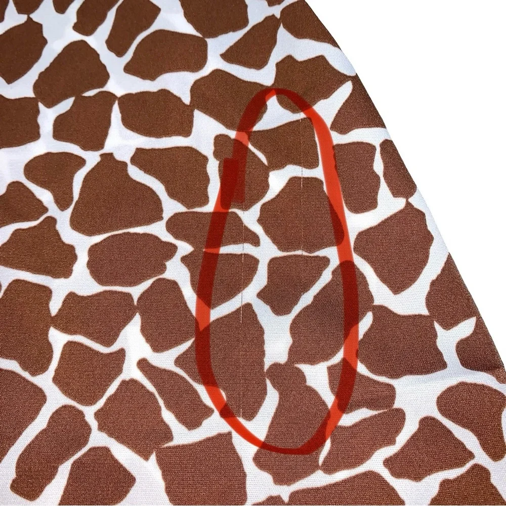 Giraffe Print Midi Skirt Animal Silky Size 12 XL Slit Statement Spring Office